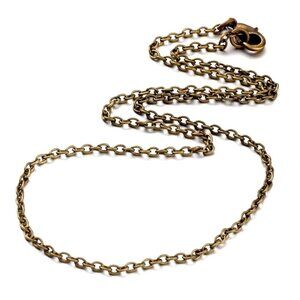 Rustic Antique Brass Bronze Color Cable Chain Necklace 18" Long 3x2mm Links
